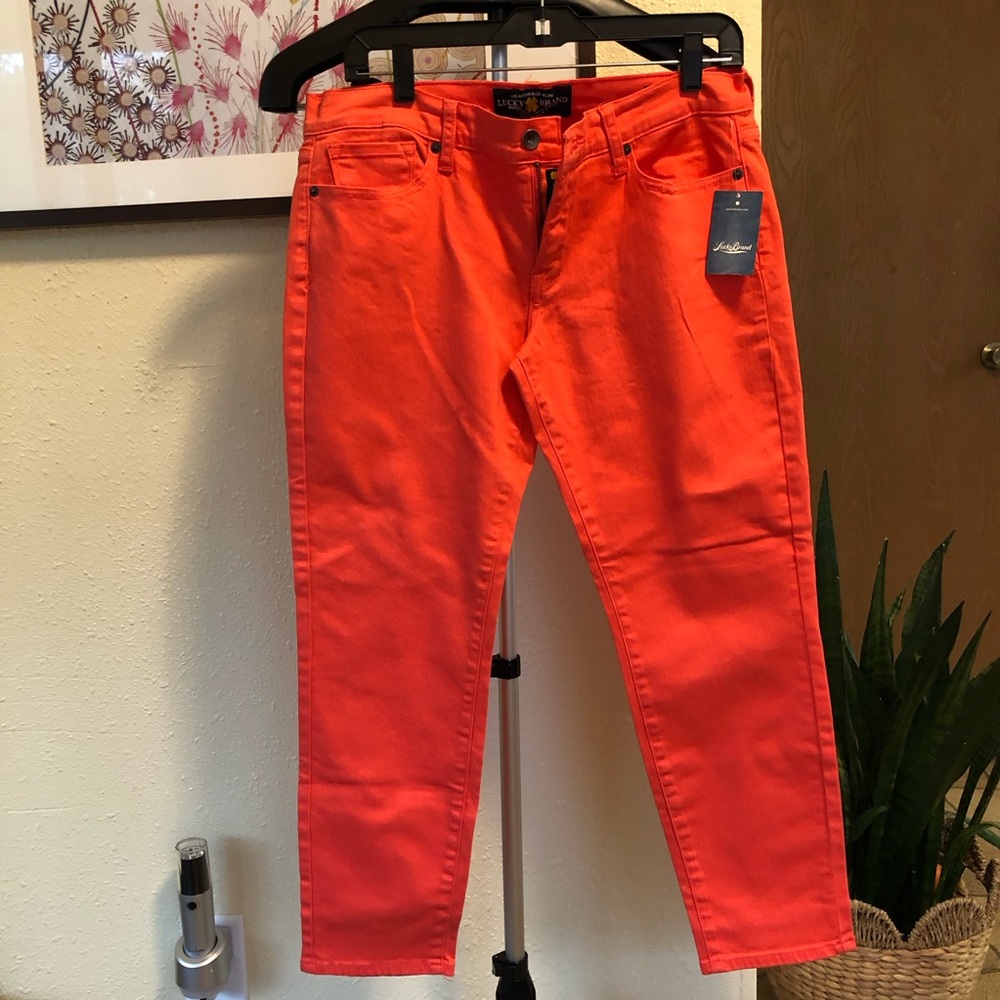NEW Lucky Brand Jeans Zoe Straight Crop 10/30 Orange
